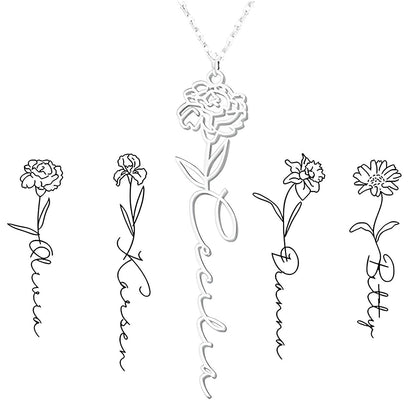 Personalized Birth Flower Necklace